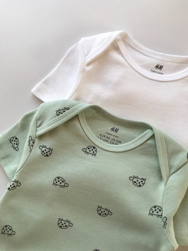 بادی آستین کوتاه لاکپشت و سفید h&m-کد 10479